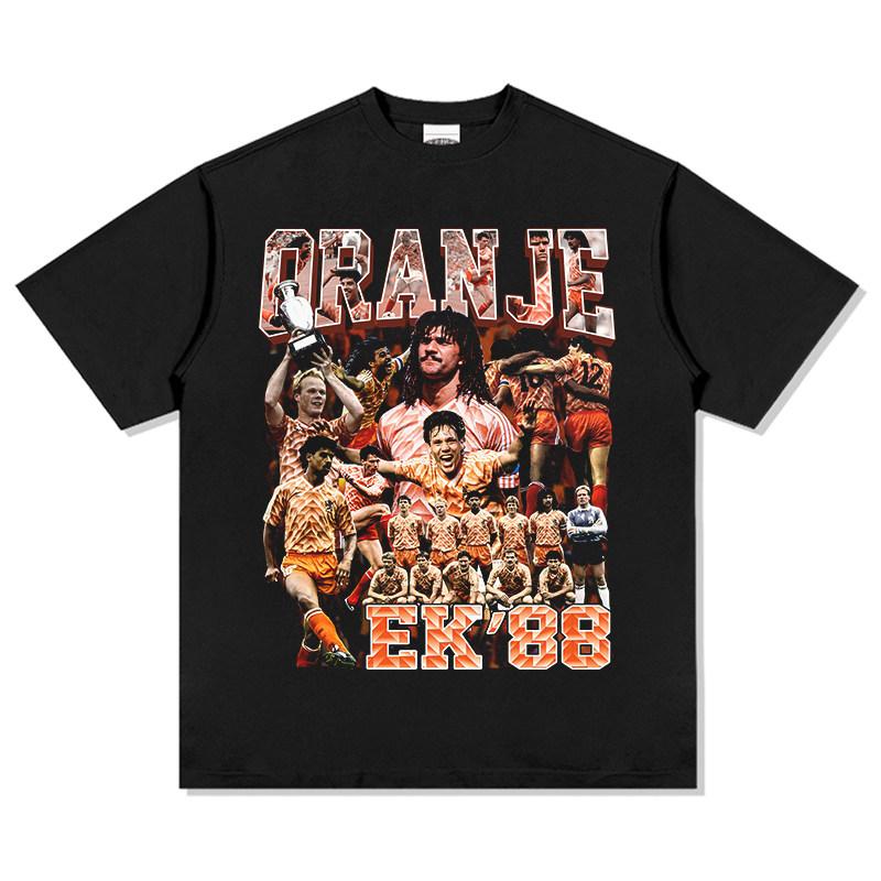 GUOYAN TOP Nederland 1988 Team Voetbal T-shirt Unisex Oversized Puur Katoen Korte Mouw Retro Casual Top Voor Straatstijl Dagelijkse Outfit 2XL