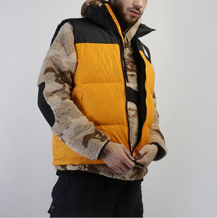 The North Face Down Vests Men's Daylily Orange Stand Collar Moderate Workwear T93JQQ-H6G