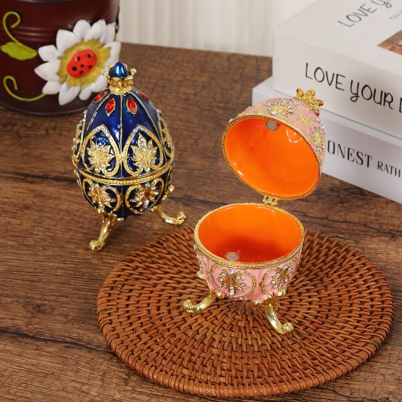 Electroplated Diamond-inlaid Metal Jewelry Box, Craft Item, Decorative Piece, Creative Accessory, Gift for Girls, Display Piece