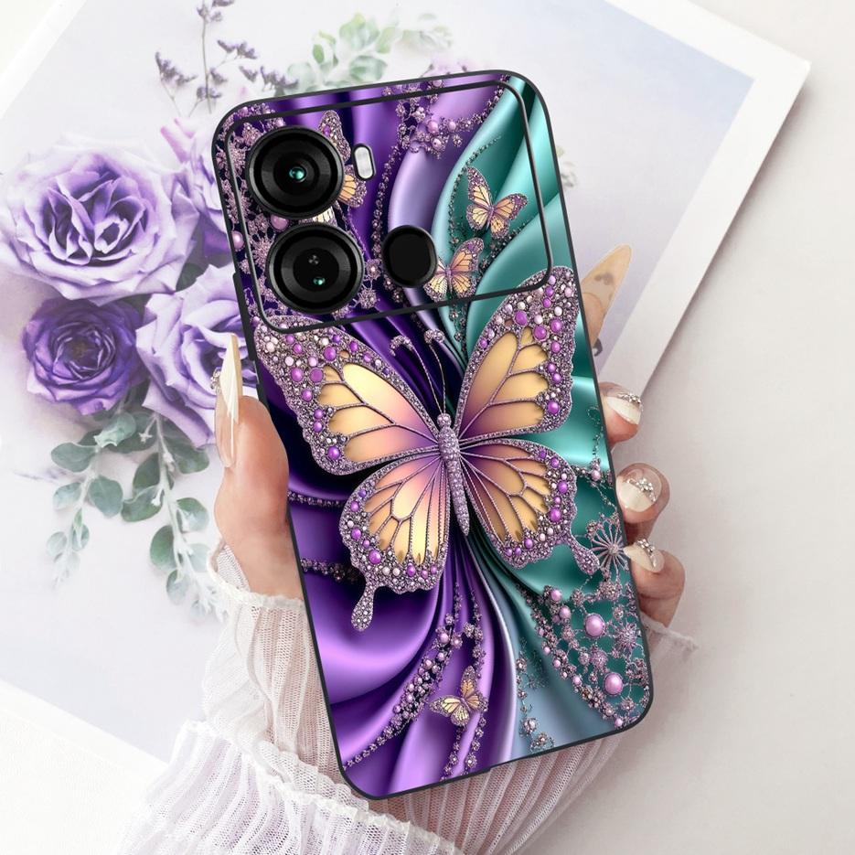 For Itel P40 Plus Case P683L Luxury Butterfly Tree Painted Cover Soft Silicone Phone Case For Itel P40 P662L P 40 ItelP40 + Bags