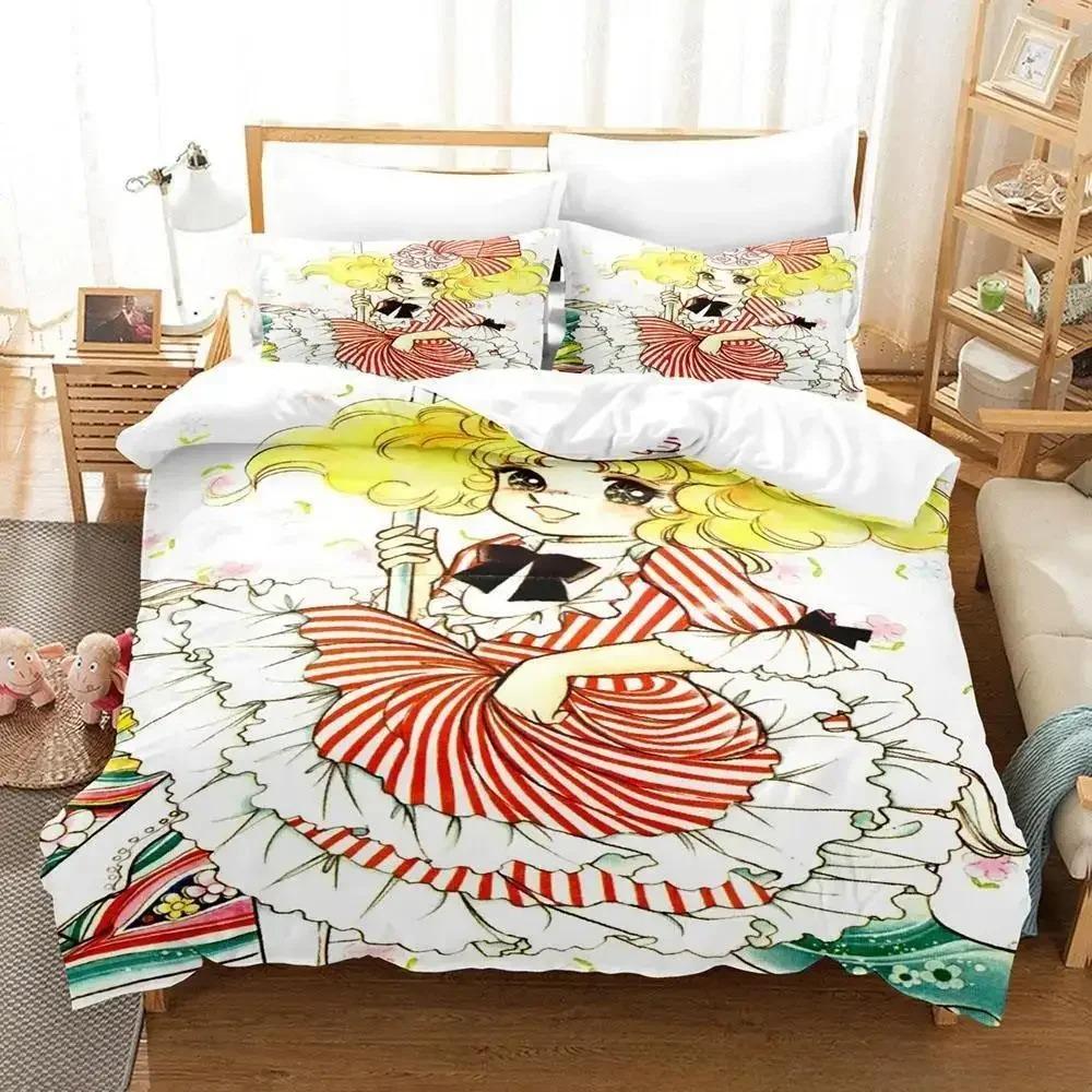 

3D Print Manga Candy Bedding Set,Duvet Cover Comforter Bed Set Quilt Cover Pillowcase,King Queen Twin Size Boys Girls Adultse 135X200cm-2pcs