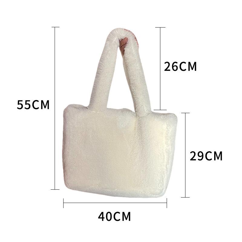 

Winter new fashion versatile tote bag large capacity multifunctional plush shoulder bag women s handbag