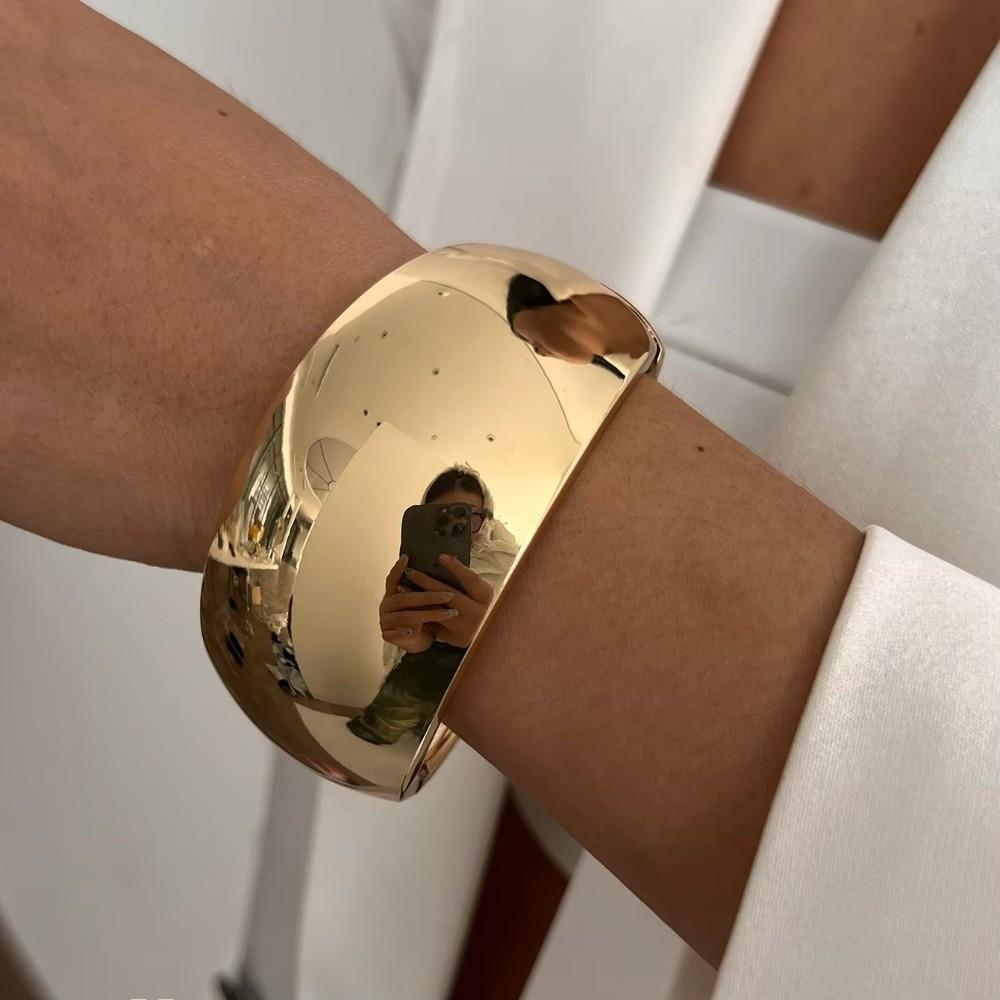 Vintage Exaggerated Punk Bangle Smooth Metal Geometric Bangle Daily Metal Bracelet Party Jewelry