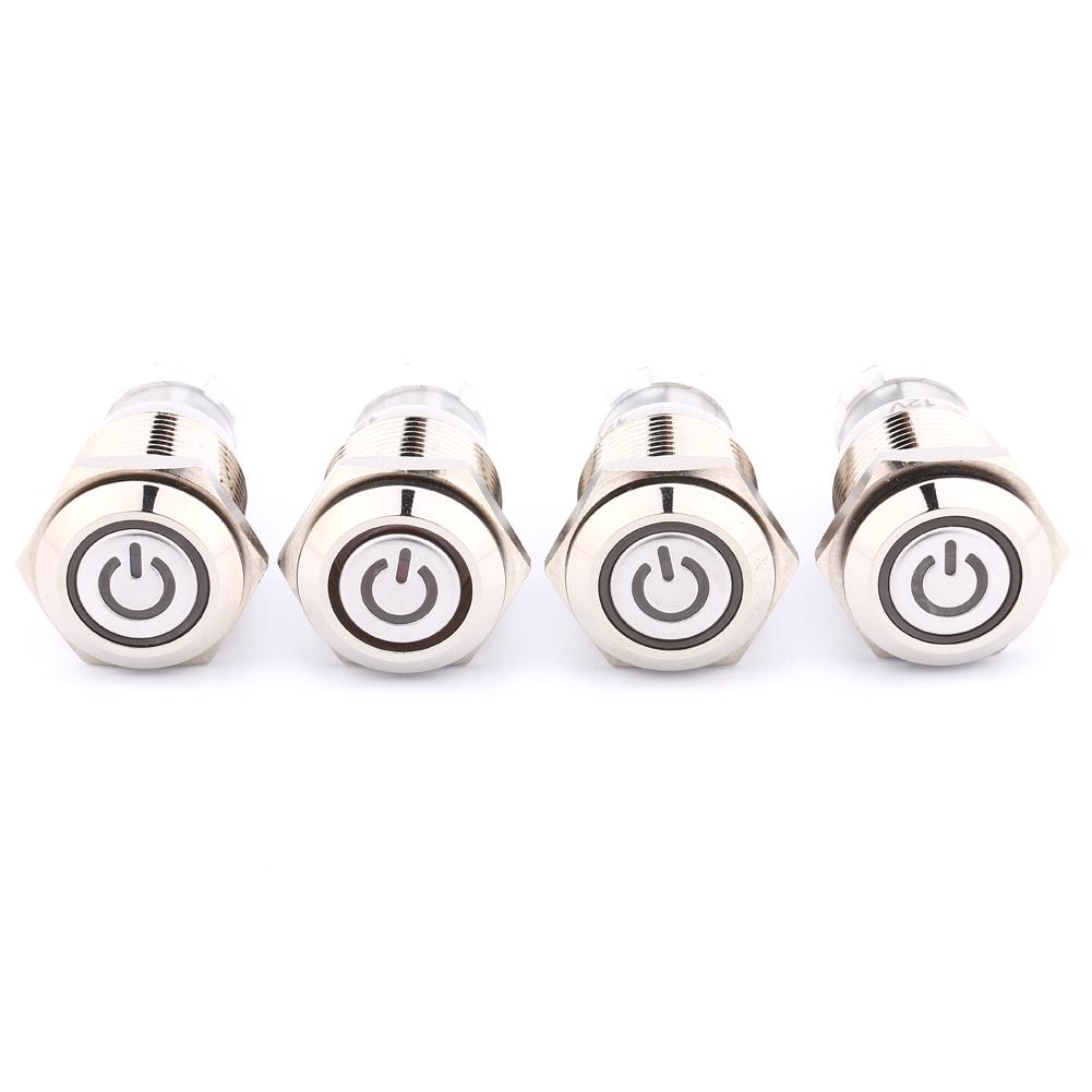 1 piece 16mm 1NO 1NC Connection 12V Metal LED Toggle Switch Latching Push Button