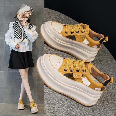 Hollow Leather Thick Baseplate Shoes Summer New Small Breathable Hole Shoes Sports Casual Sandals