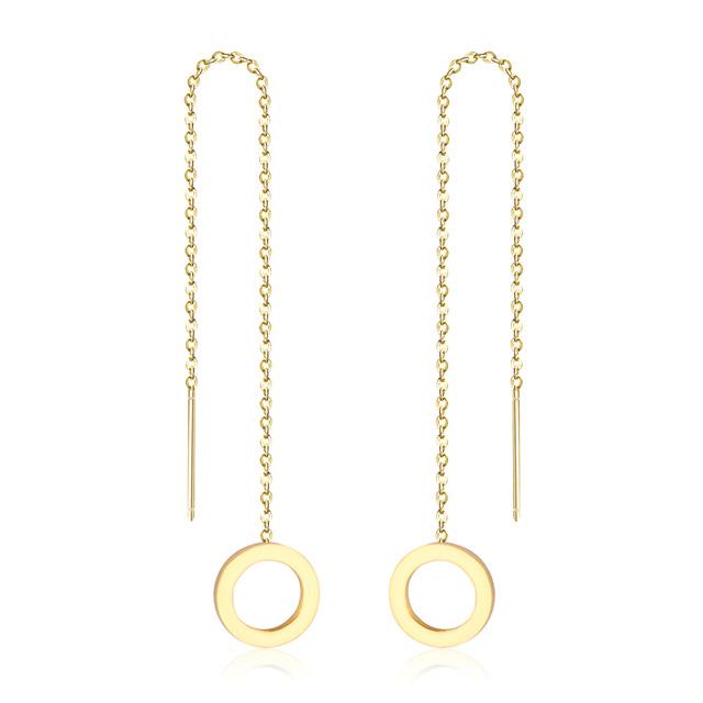 1Pairs Danles Pendants Drop Earrings Stainless Steel 18k Gold Plated Tassel Chains Long Earrings for Women Accessories Party