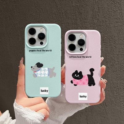Fliege Dackel Hund Geeignet für Apple 16promax Handyhülle Iphone14 Cartoon 15 Sturzsicher Ledermuster 13/12