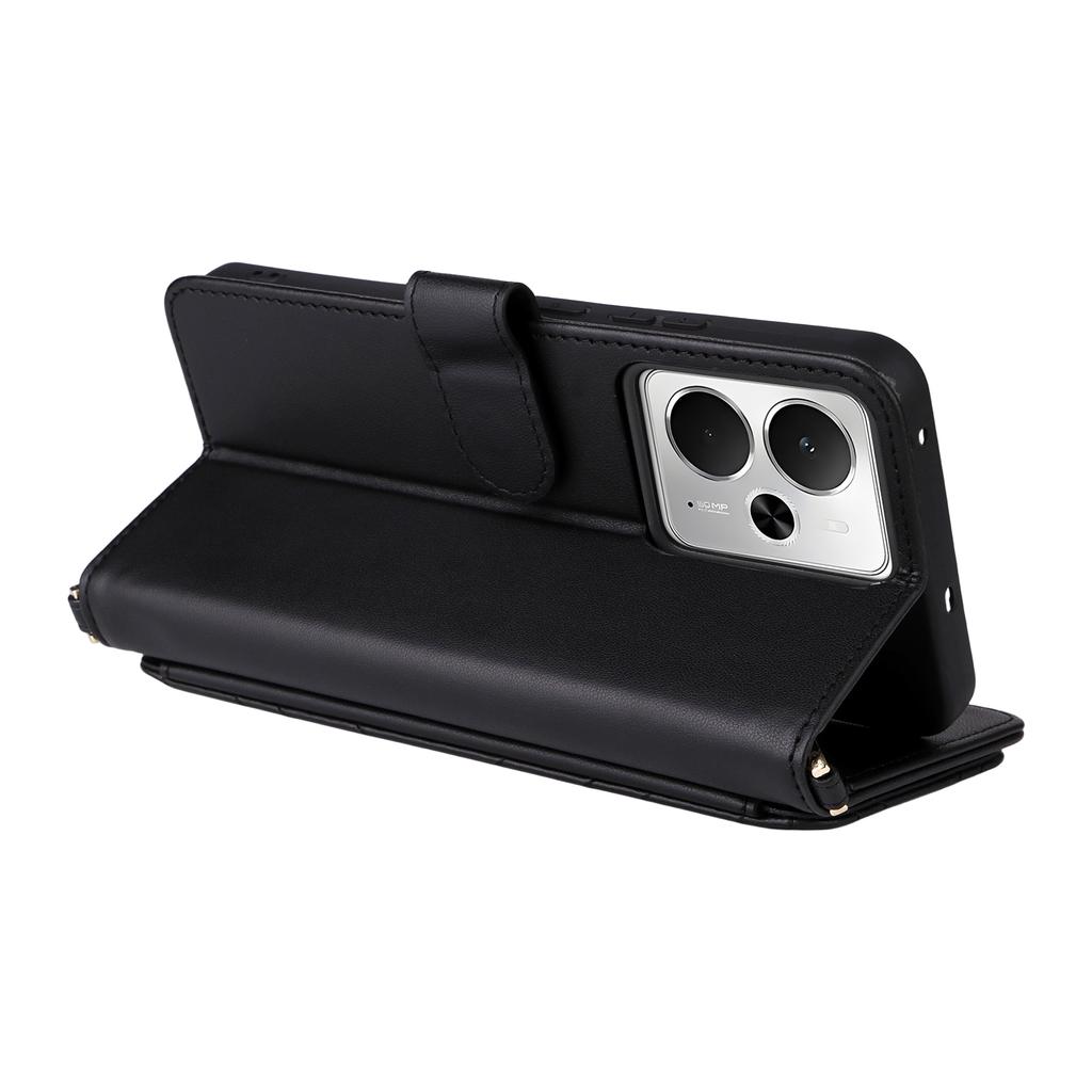 For Realme 14T 5G/14 5G Case with Shoulder/Wrist Strap Leather Phone Cover Stand Wallet