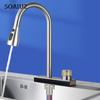 Stainless Steel Faucet Pull-Out Type for Kitchen Sink Hot and Cold Water Non-Digital 1/2 Inch Pipe Rainfall Waterfall Water Tap Accessories