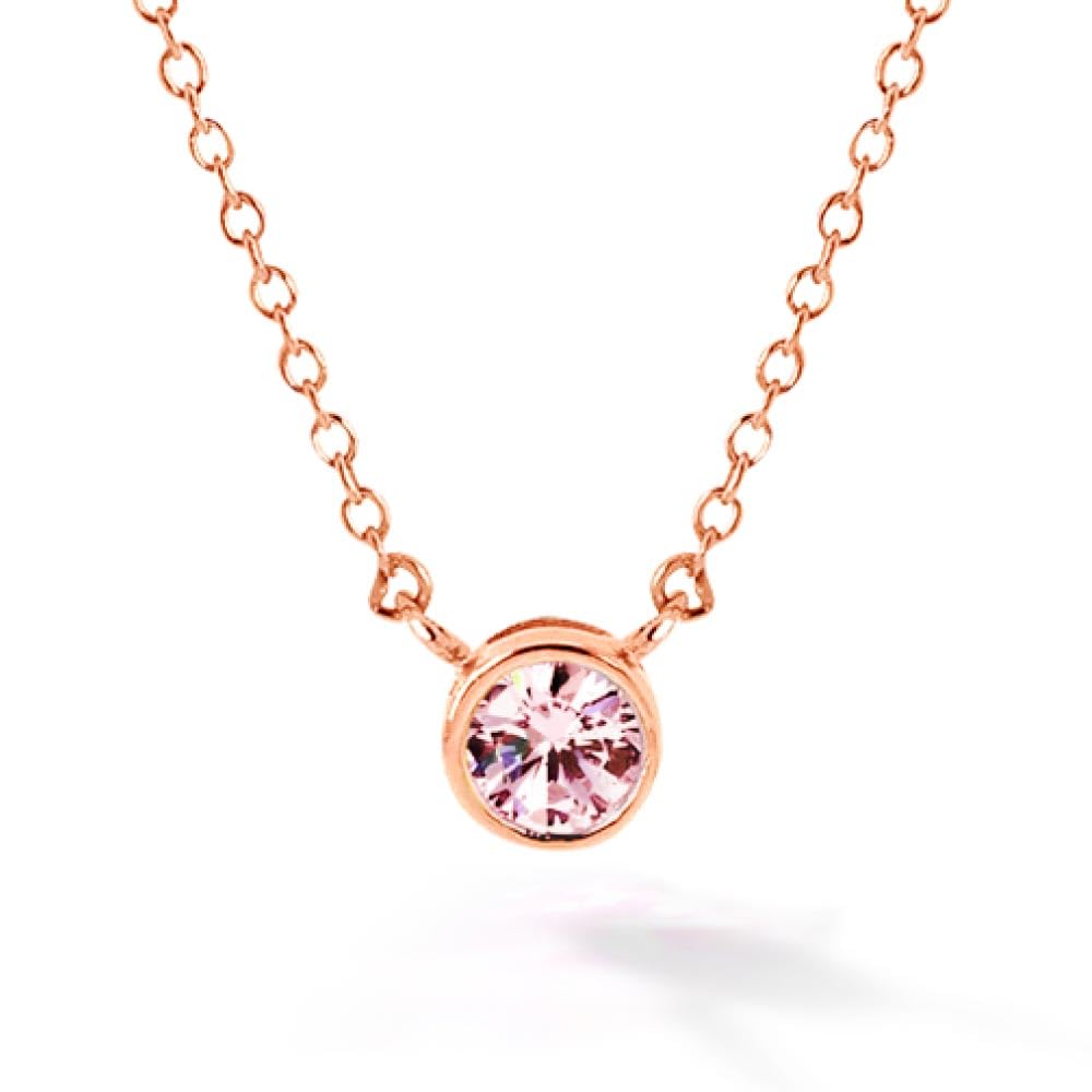 

Gift from New York Women s Bezel Necklace, Single Stone, Pink Gold, Designer, Hypoallergenic, Gift for Women