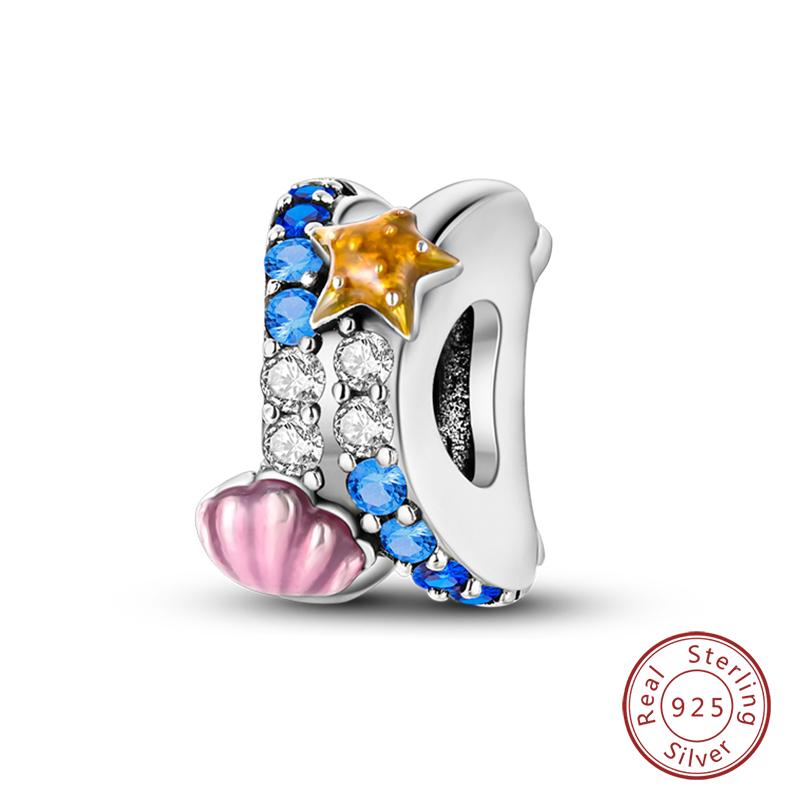 New Copper Ocean Series Mermaids Shell Charms Beads Fit Qikaola Original Bracelets Fine Birthday Diy Jewelry