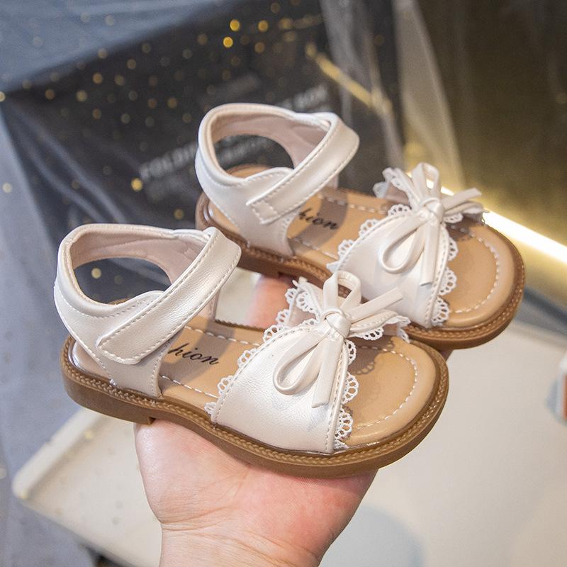 Girls sandals 2025 new summer baby girl casual soft-soled beach shoes children's foreign style bow princess shoes