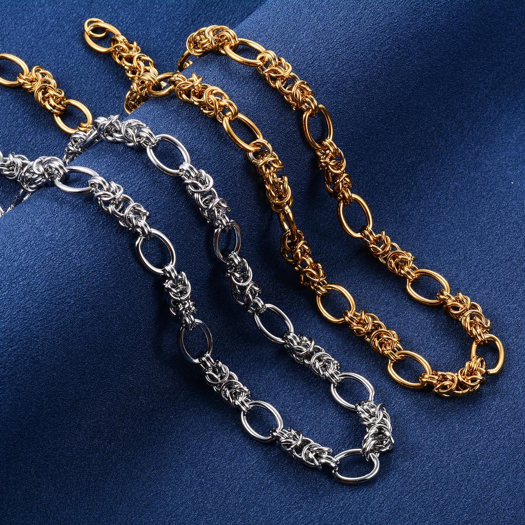 10mm Chunky Stainless Steel Link Big Oval Chain Knot Necklace for Women Men Punk Hiphop Boy Gold Color Choker Metal Jewelry