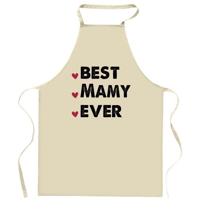 Tablier de cuisine - MAMY Best Ever - Impression bretonne - Coton résistant - Liens ajustables