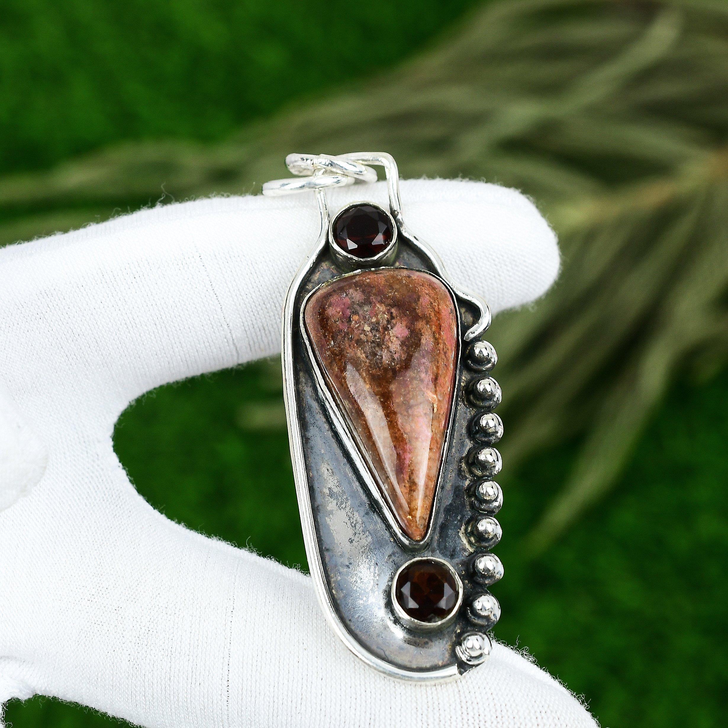 Birthday Gift For Her Natural Eudialyte Gemstone Pendant 925 Sterling Silver