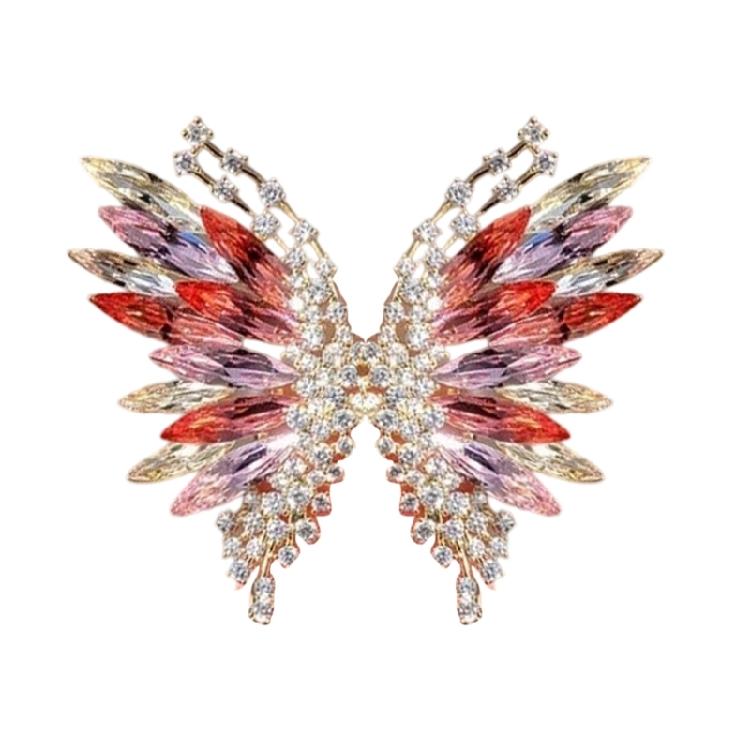 Butterfly Shaped Zircon Crystal Brooch For Formal Outfits Evening Wear Vintage Inspired Elegant Lapel Pin Accessories