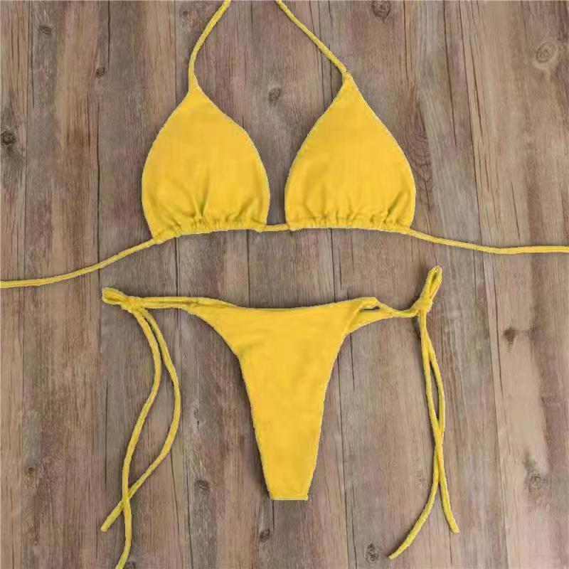 Costum de baie sexy pentru femei, bikini brazilian roz, set de bikini, costum de baie sexy pentru femei, triunghi, top, tanga, costume de baie pentru femei