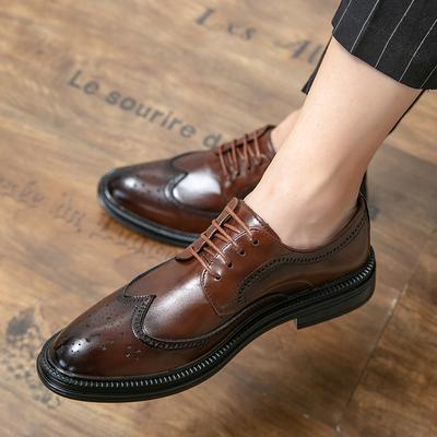 Printemps Automne Nouvelle Mode Chaussures Décontractées en Cuir Véritable à Lacets pour Homme Extérieur Travail Bureau Chaussures de Ville Marques Chaussures de Mariage pour Homme