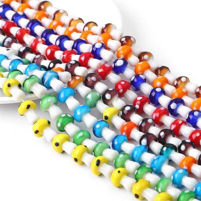 5-25Pcs Glazed Mushroom Glass Beads For DIY Jewelry Making Necklace Bracelet Earrings Craft Accessories
