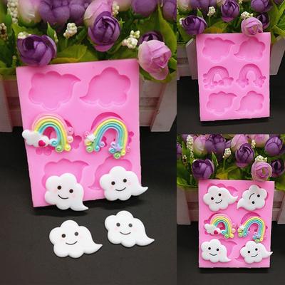 New Silicone 3D Rainbow Fondant Cake Chocolate Mold Mould Modelling Decorating