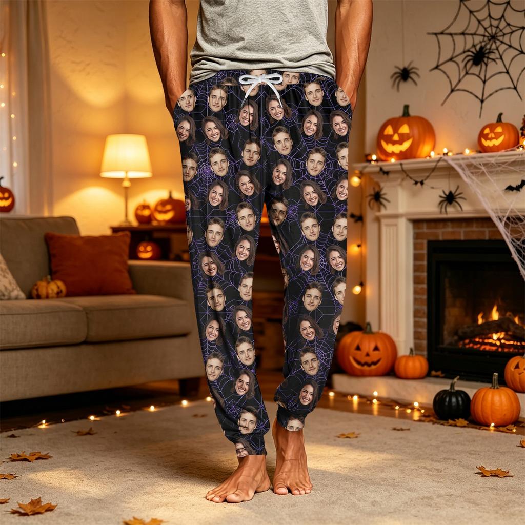 Men's Casual Pajama Pants with Pockets for Halloween Themed Wear
