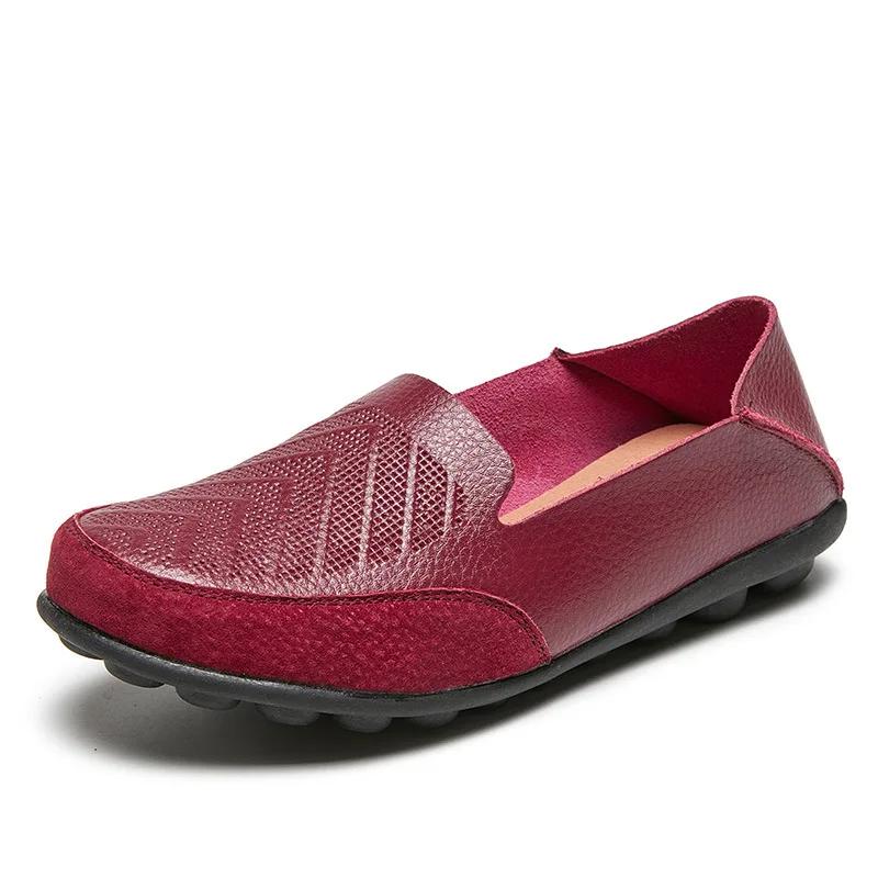 Moccasins Women Flats Shoes Spring and Autumn New Woman Slip On Casual Loafers Genuine Leather Woman Shoes Zapatos Mujer 35-44