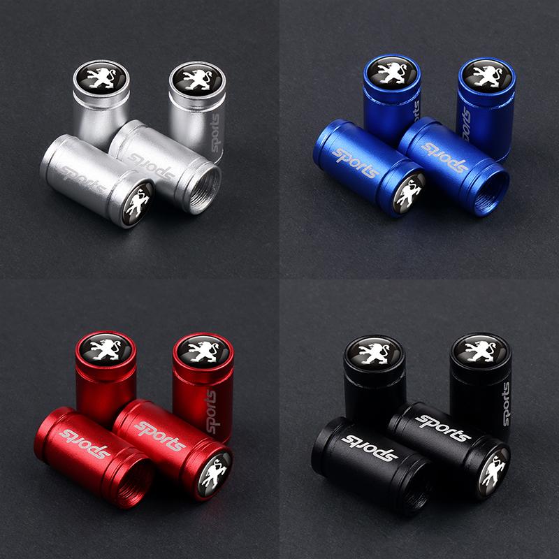 4pcs Car Wheel Tire Valve Air Caps Stem Emblem Cover Accessories For Peugeot 206 207 208 2008 3008 O5008 306 307 508 106 107 308