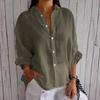 Women's Casual Fashion Solid Color Print POLO Neck Blouses Shirts 3/4 Sleeves Spring Fall