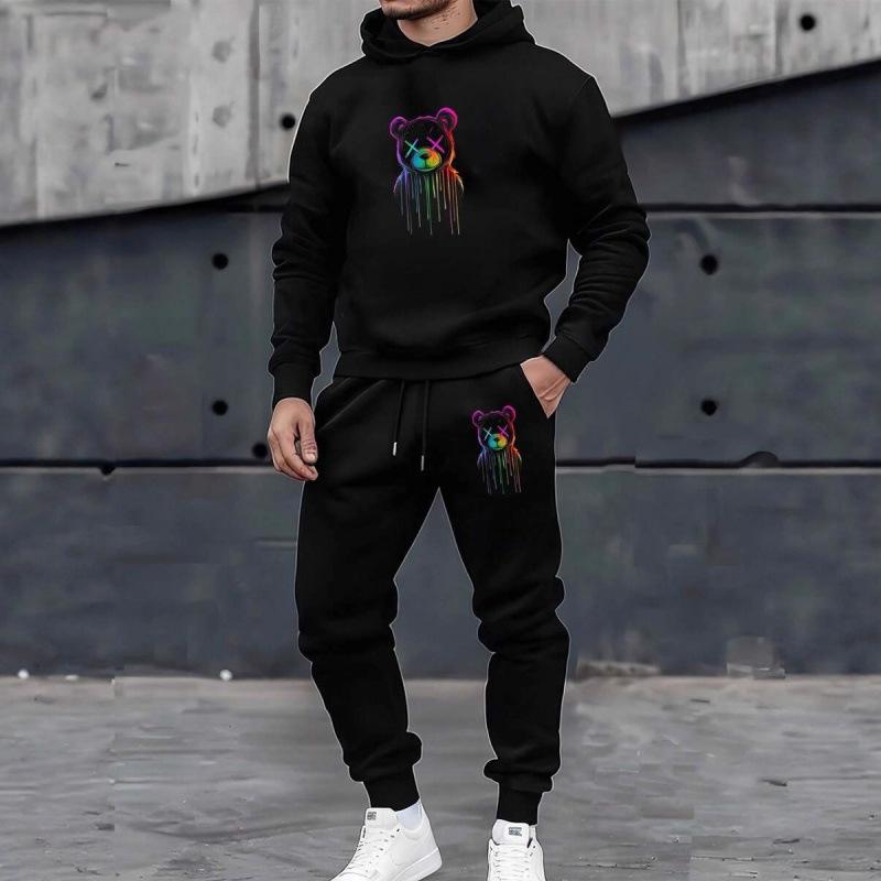 Autumn and winter street fashion casual 1-piece set European and American fashion 1D printing hooded sweater and sweatpants men