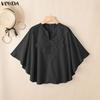 VONDA Summer Women V Neck 3/4 Batwing Sleeve Lace Crochet Casual Loose Blouse