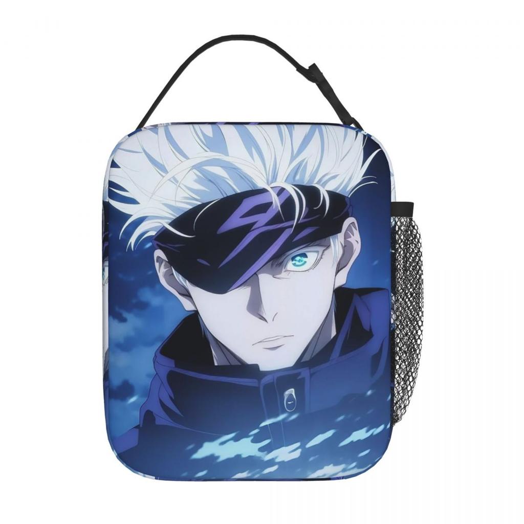 Satoru Gojo Anime Sac à Lunch Isotherme Japonais pour Femmes Bureau Refroidisseur Boîte Thermique Alimentaire Sac Tote Boîtes à Lunch Portables Contenant