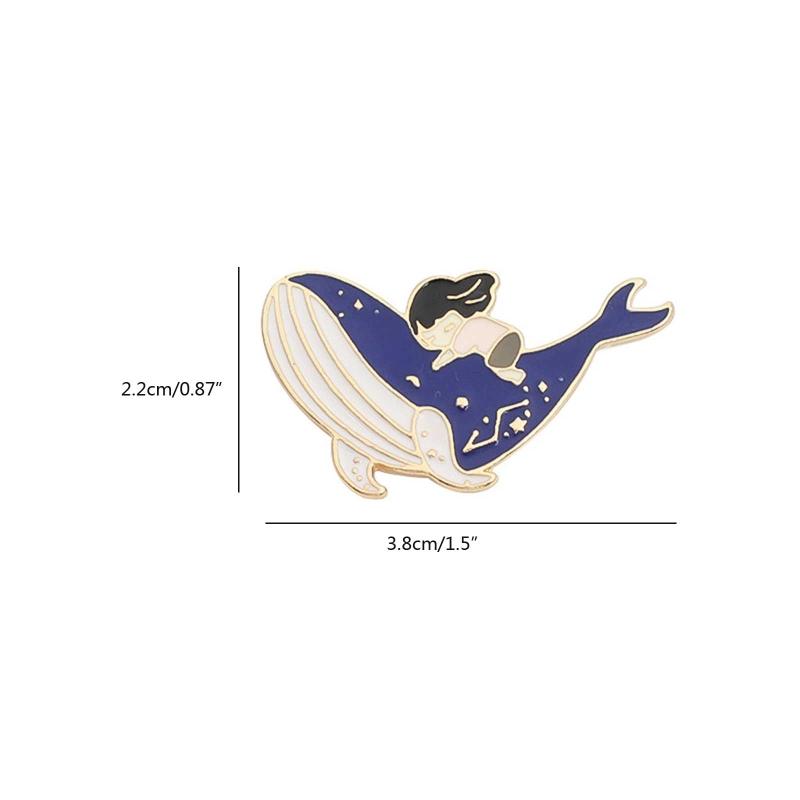 Alloy Couples Lapel Pin Whale and Girl Shaped Punk Romantic Goth Halloween Enamel Badges Brooches Pins for Backpacks