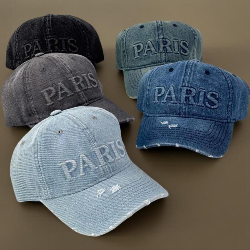Women's Vintage Style Washed Denim Lettering Hat