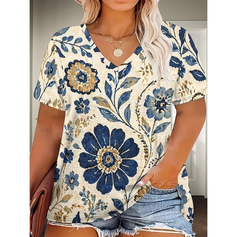 Casual Versatile Women's V-neck Loose Short Sleeves Fashionable Breathable T-Shirts Women’s