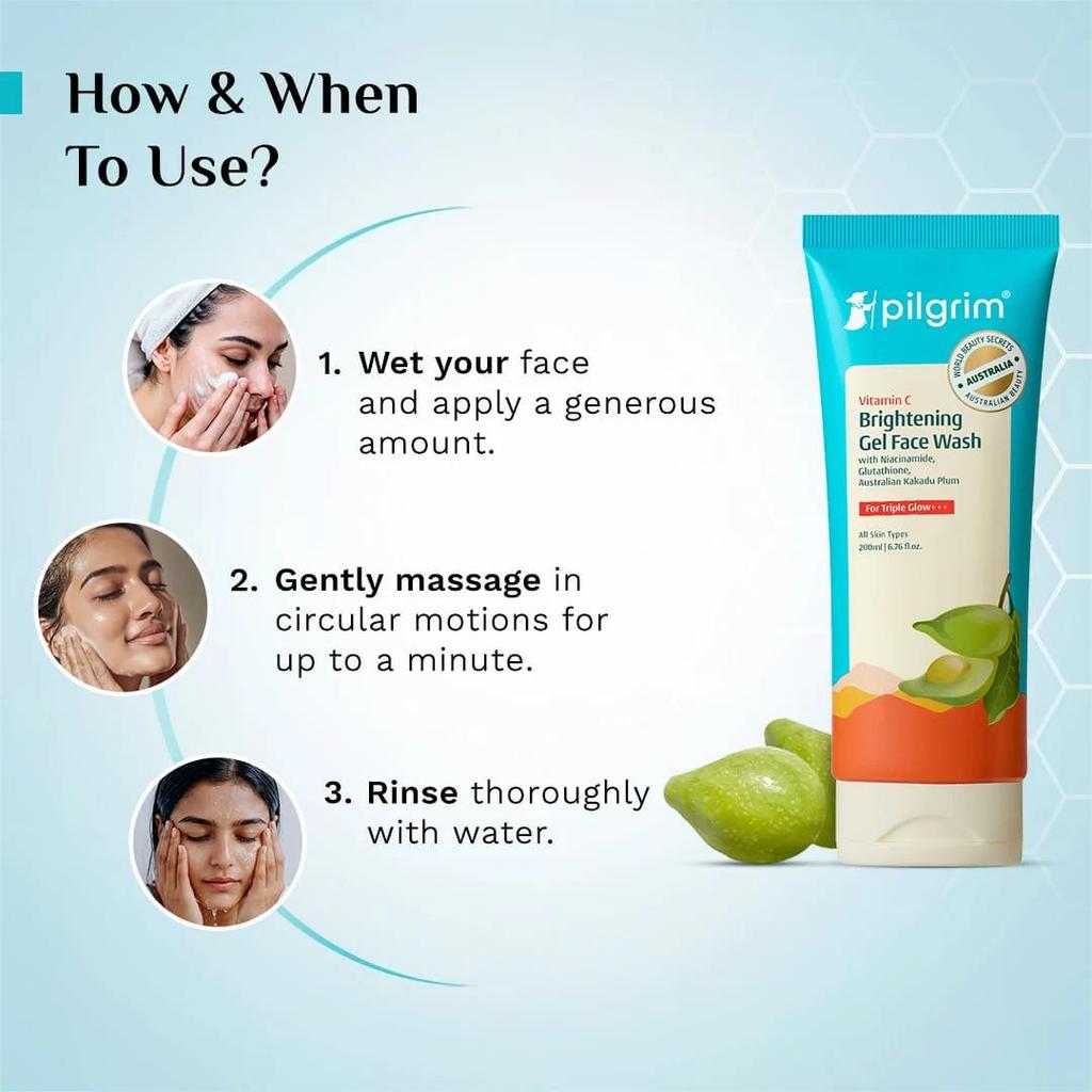 Vitamin C Brightening Gel Face Wash - 100ml Each (Pack of 2)