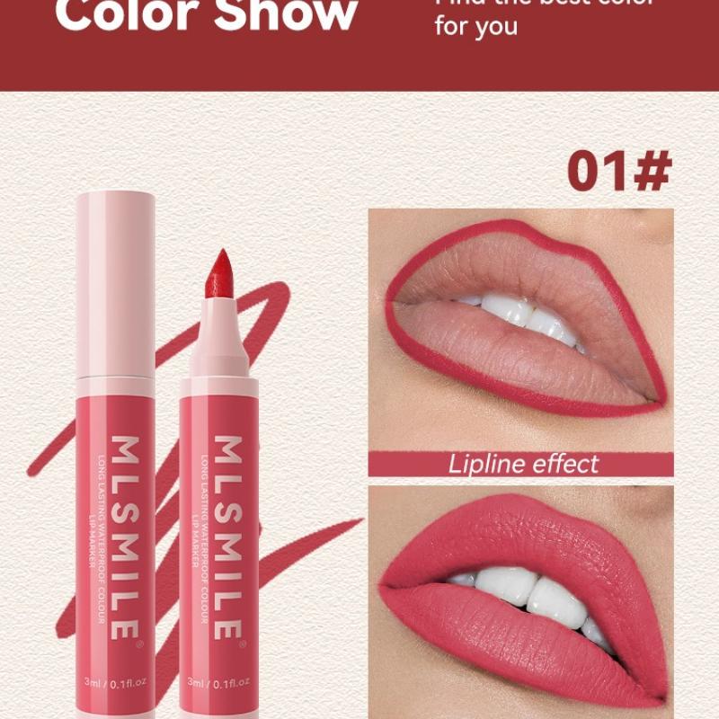 MLSMILE non-stick cup lipstick matte natural easy to color lip glaze waterproof marker lip liner 3ml