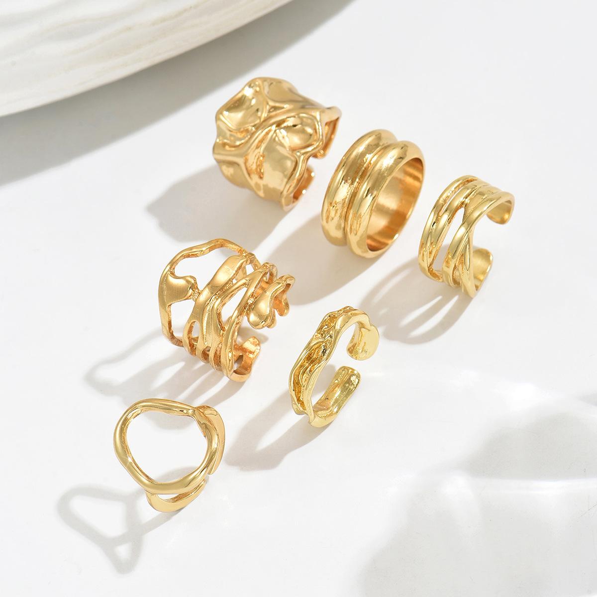 

Accessories, niche high-end geometric ring set, women s versatile irregular design open ring