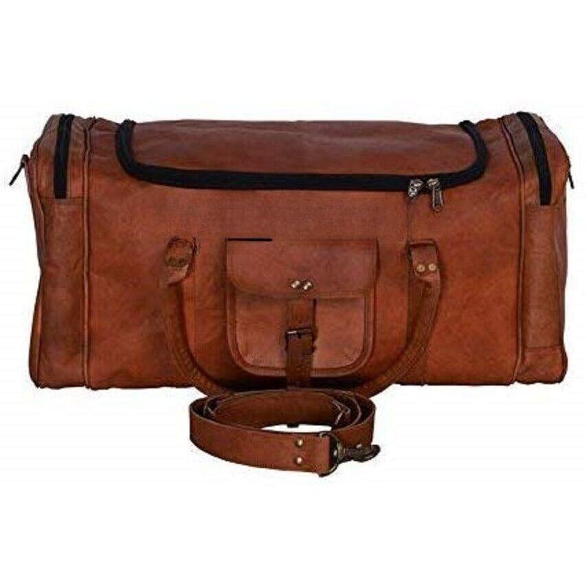 25" široká kožená velká cestovní taška do posilovny Vintage Overnight Weekend. S kombinovaným koženým deníkem