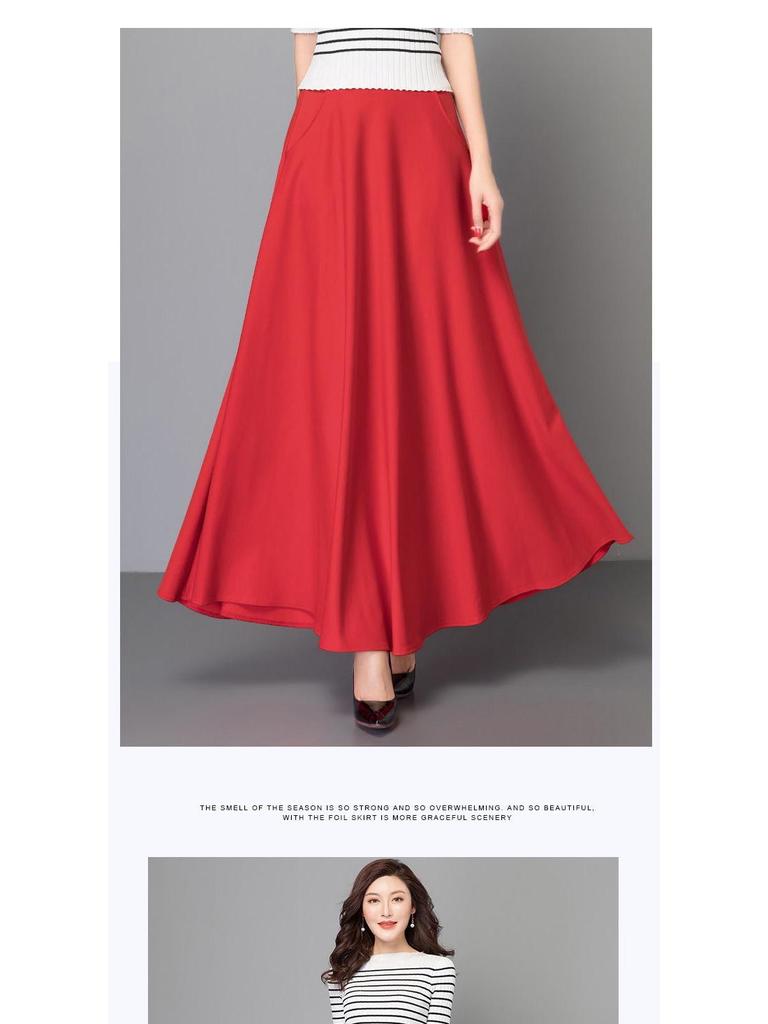 2024 Women's High Waist A-Line Maxi Skirt - Slimming, Versatile, Plus Size, Korean Style for All Seasons