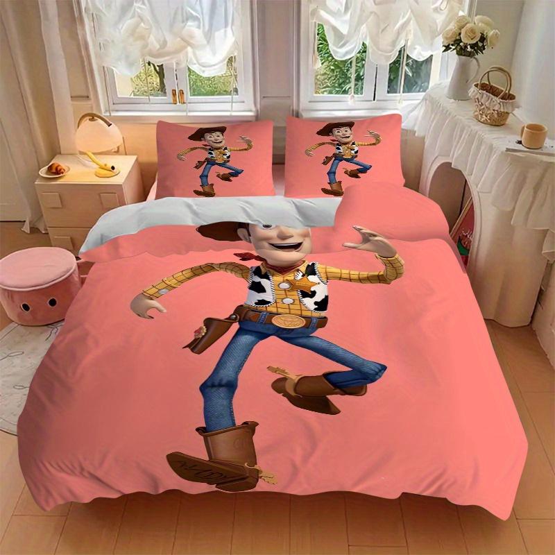3pcs Pink Woody Toy Story Printed Quilt Set Soft and Comfortable Quilt Cover for Bedroom, Guest Room Bedding Set D056