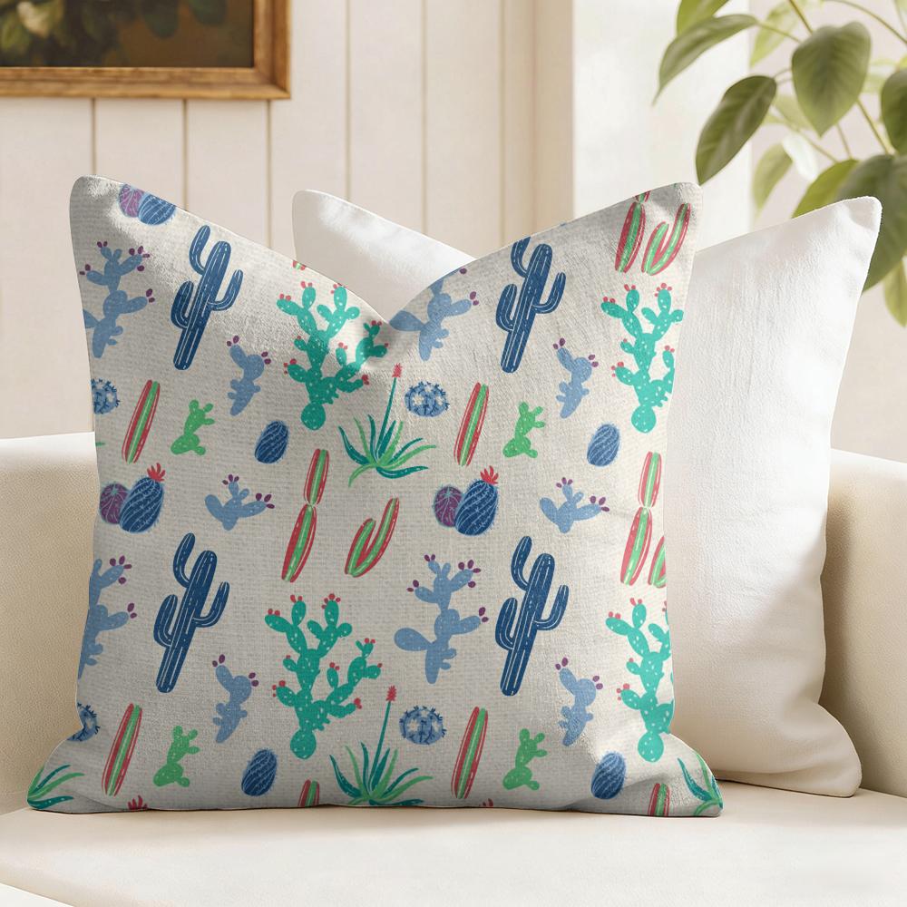 Cactus Pattern Cushion Cover Natural Linen Pillow Cover Double-Sided Print Cushion Cover For Sofa Home Decor