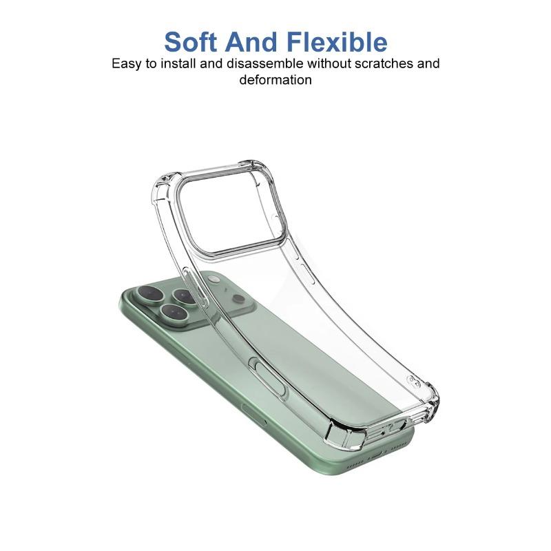 Shockproof Soft Phone Case for IPhone 17 Air Pro Max 16 15 Ultra Thin Silicone Transparent Clear Back Cover Protect Shell Capa
