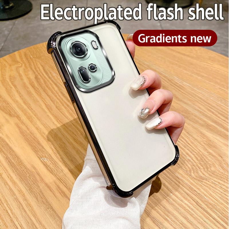 For OPPO Reno 11 5G Case OPPO RENO 11 Pro 5G Phone Case Shiny Glitter Plating Silicone Camera Lens Soft Back Cover