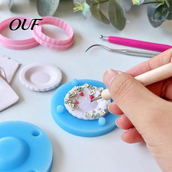 Polymer Clay Craft Supplies 12Pcs Mini Plate Molds, Earring Molds with Positioning Base, Multi?Shape for Earrings Cutters DIY Earring, Pendant