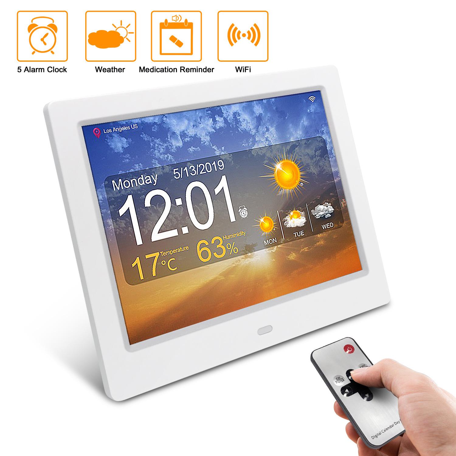 

WIFI Weather Forecast Clock with 7, 8, 10-inch Display for Elderly Medication Reminders - Digital Screen Projection 7-inch WiFi Version