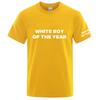 2025 White Boy Of The Year Print Unisexs New Summer Round Neck Cotton Casual Solid Color Short Sleeve Breathable Top