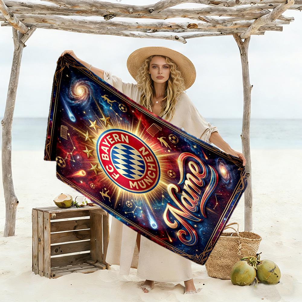 Fc Bayern Munich Fan Gear Customizable Name Beach Towel Super Soft Microfiber Quickdry Fabric