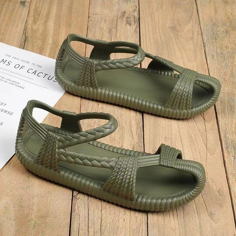 

Летние новые сандалии мужские носят нескользящую мягкую подошву пляжные тапочки из искусственной соломы уличные домашние сандалии 44-45