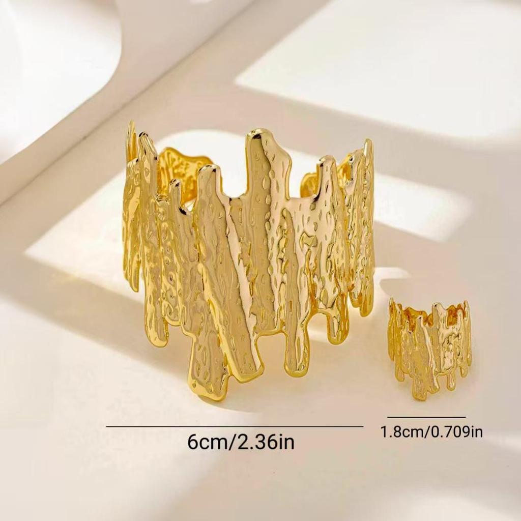 Minimalist Metal Open Bangle Ring Set - Elegant & Versatile Fashion Jewelry