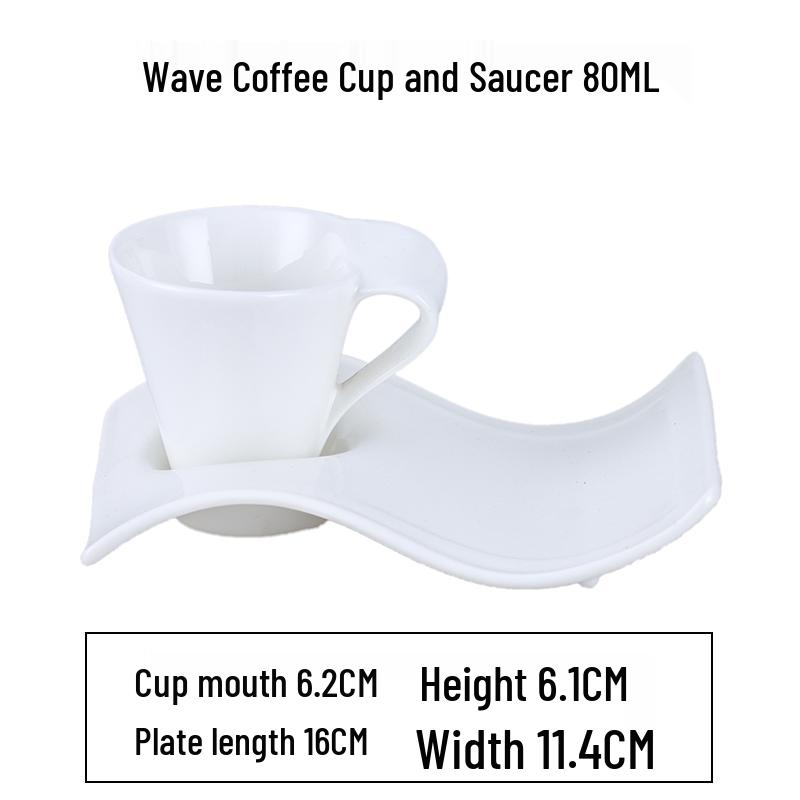 European Latte Art Cappuccino Cup & Saucer Set - White Ceramic Tea/Coffee Cup for Hotel Guest Room